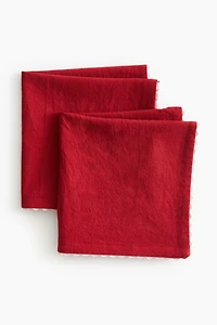 Lot de 2 serviettes table à bords festonnés