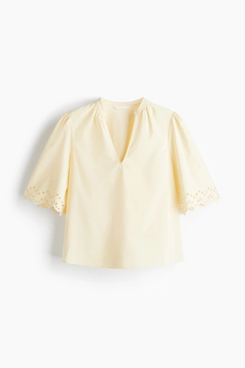 Eyelet-Embroidered Cotton Blouse