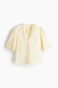 Eyelet-Embroidered Cotton Blouse
