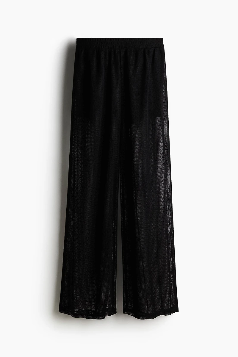 Wide-Leg Hole-Knit Pants