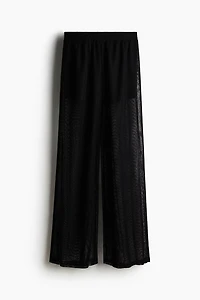 Wide-Leg Hole-Knit Pants