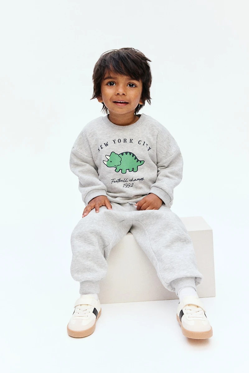 2-Piece Printed Brushed-Inside Sweatsuit