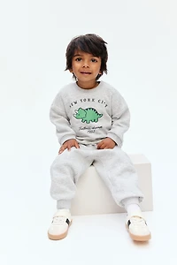 2-Piece Printed Brushed-Inside Sweatsuit