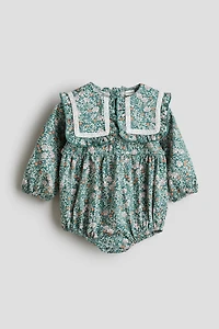Floral-Print Poplin Romper Suit