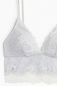 Lace-Trimmed Cotton Bralette