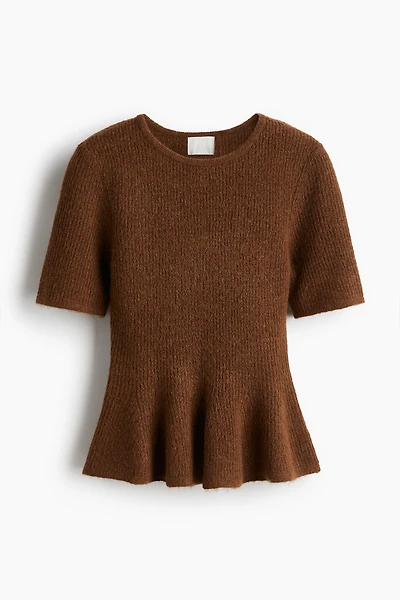 Rib-Knit Peplum Top