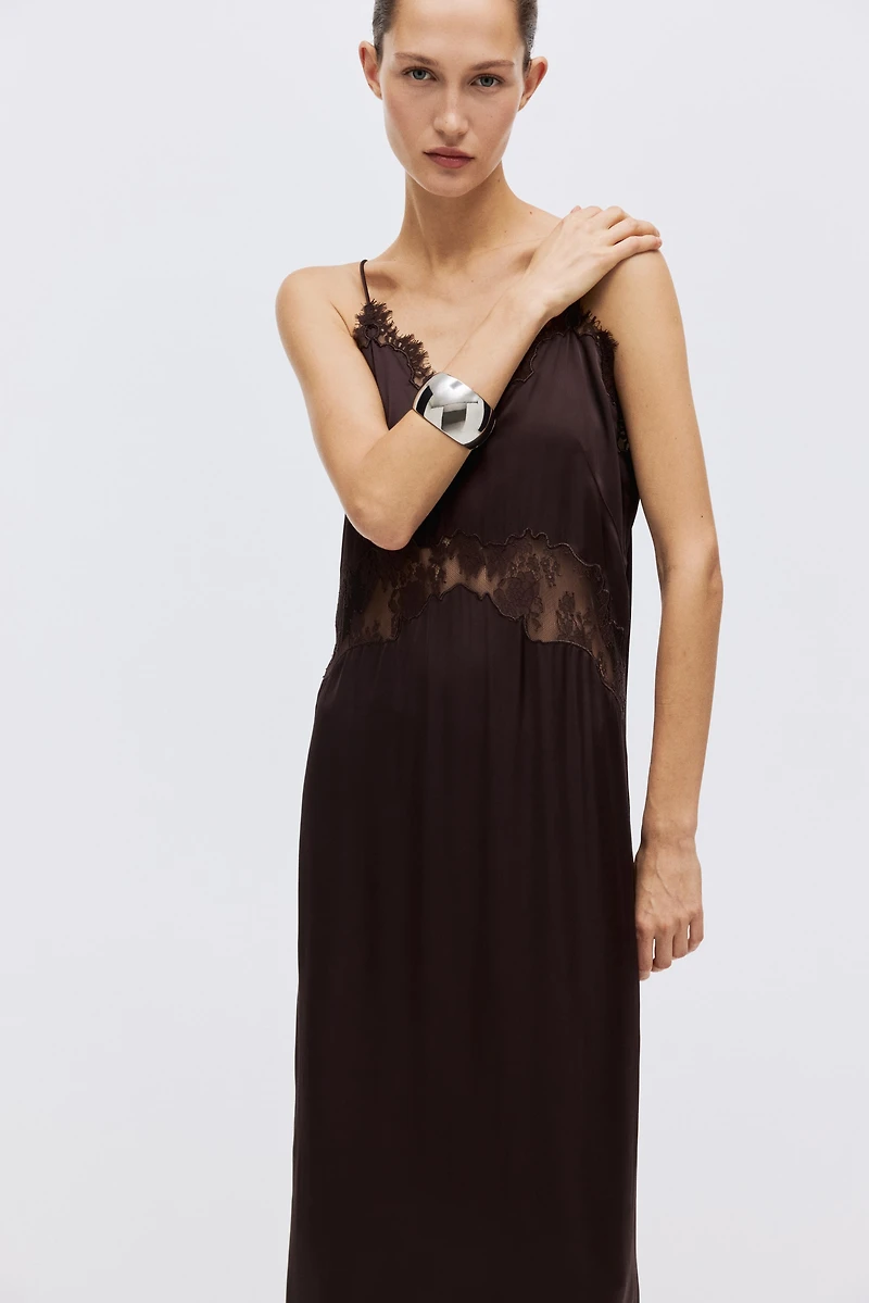 Lace-Trimmed Slip Dress