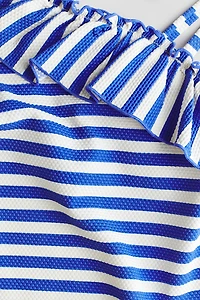 Flounced One-Shoulder Swimsuit