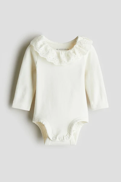 Bodysuit with Ruffled Collar