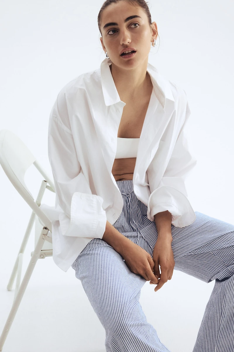 Linen-Blend Drawstring Pants