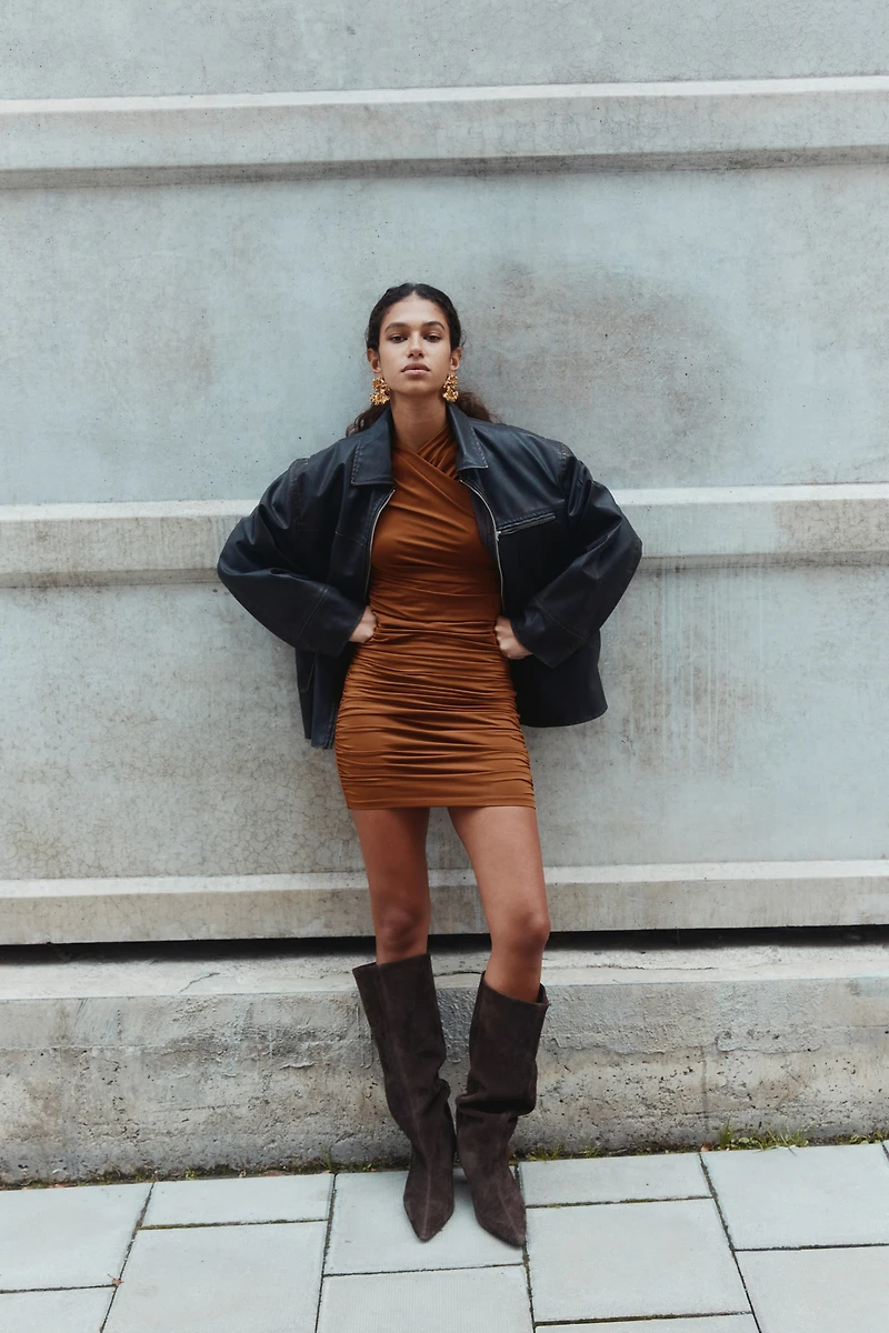 Robe en jersey à effet drapé