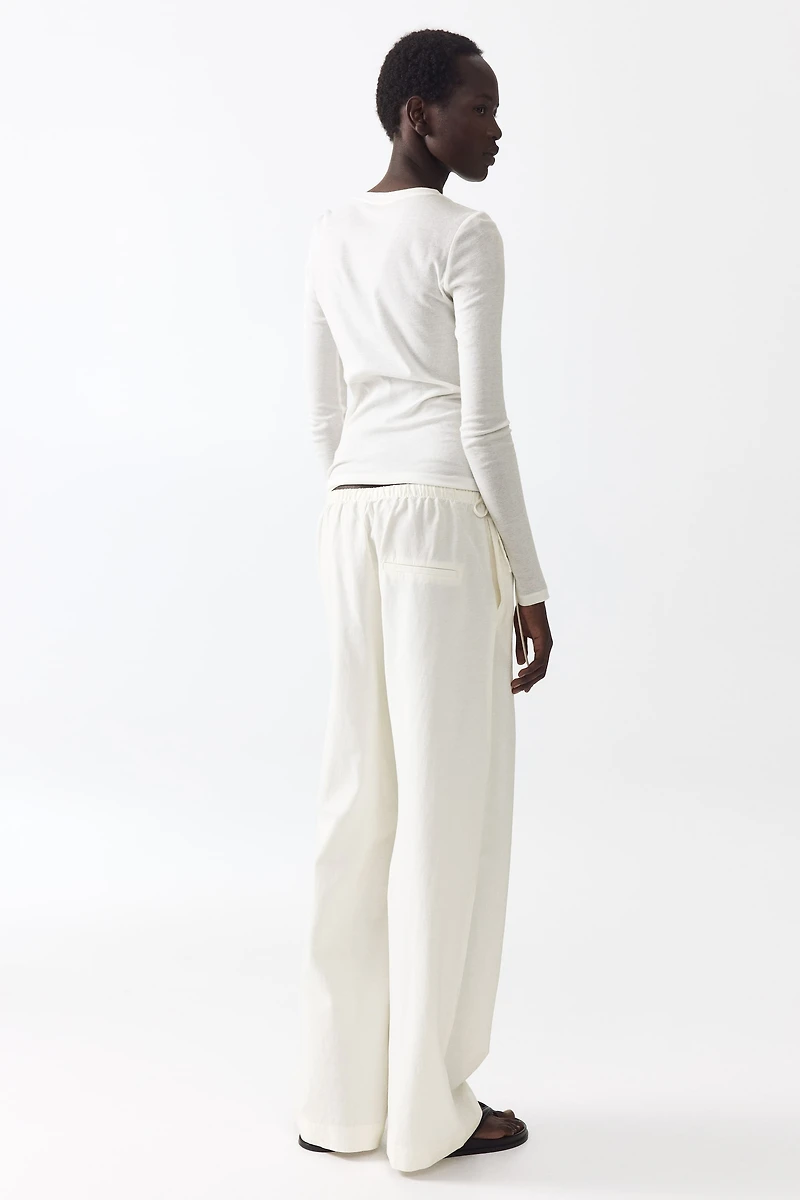 Linen-Blend Drawstring Pants