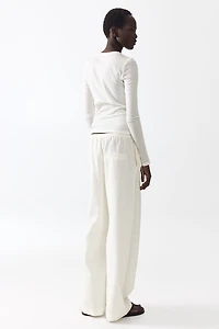 Linen-Blend Drawstring Pants