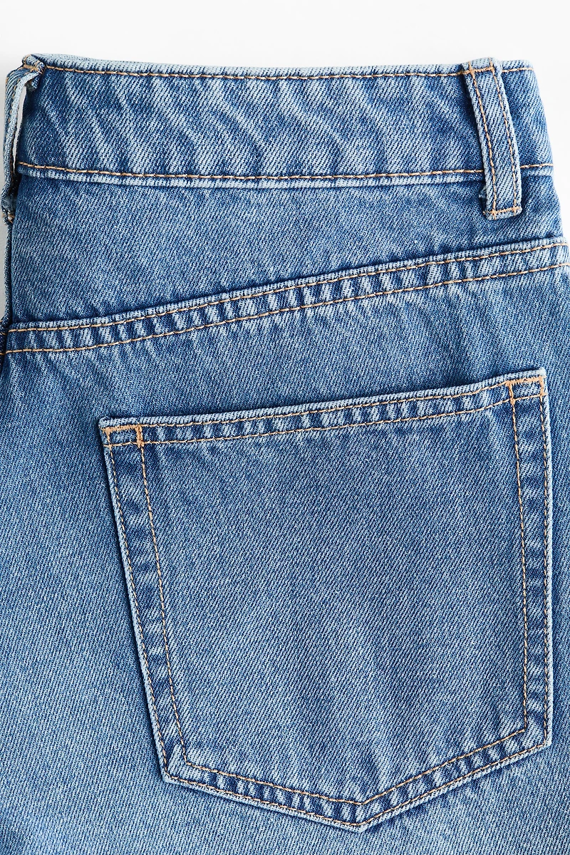Raw-edge denim shorts