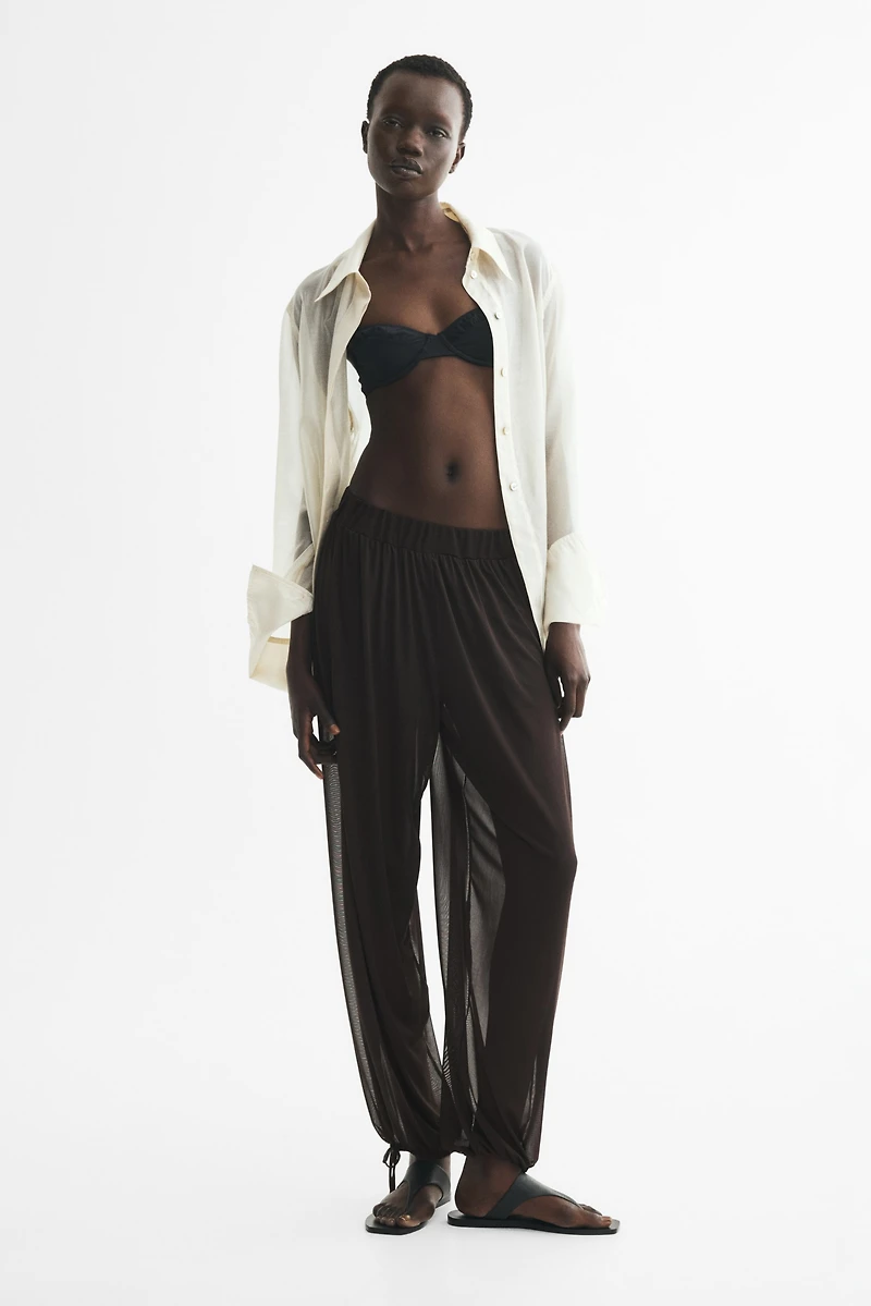 Mesh Balloon-Leg Pants