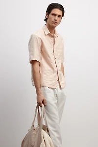 Regular-Fit Textured Short-Sleeved Shirt