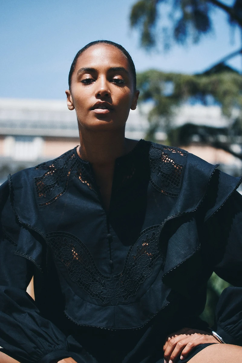 Linen-Blend Tunic Dress