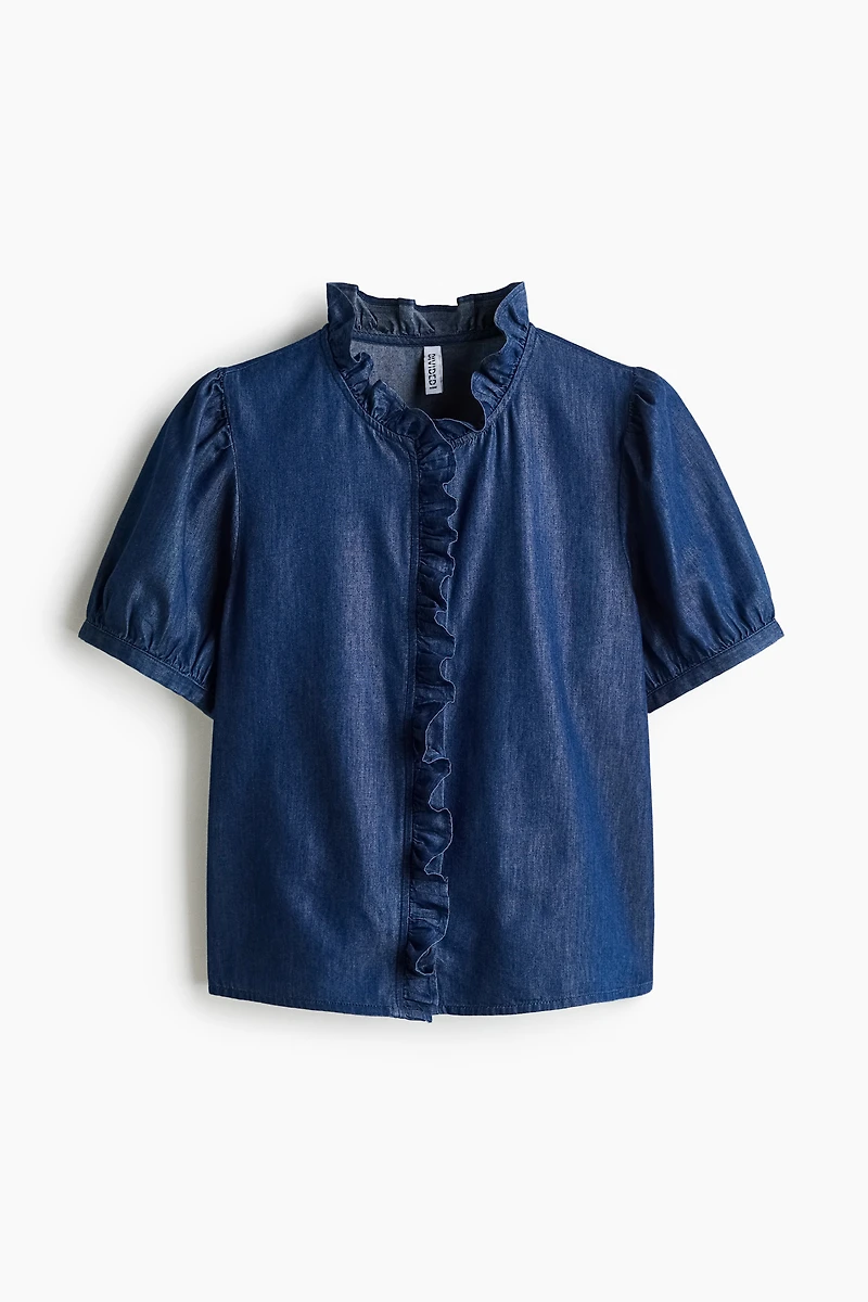 Blouse volantée en denim