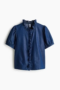 Blouse volantée en denim
