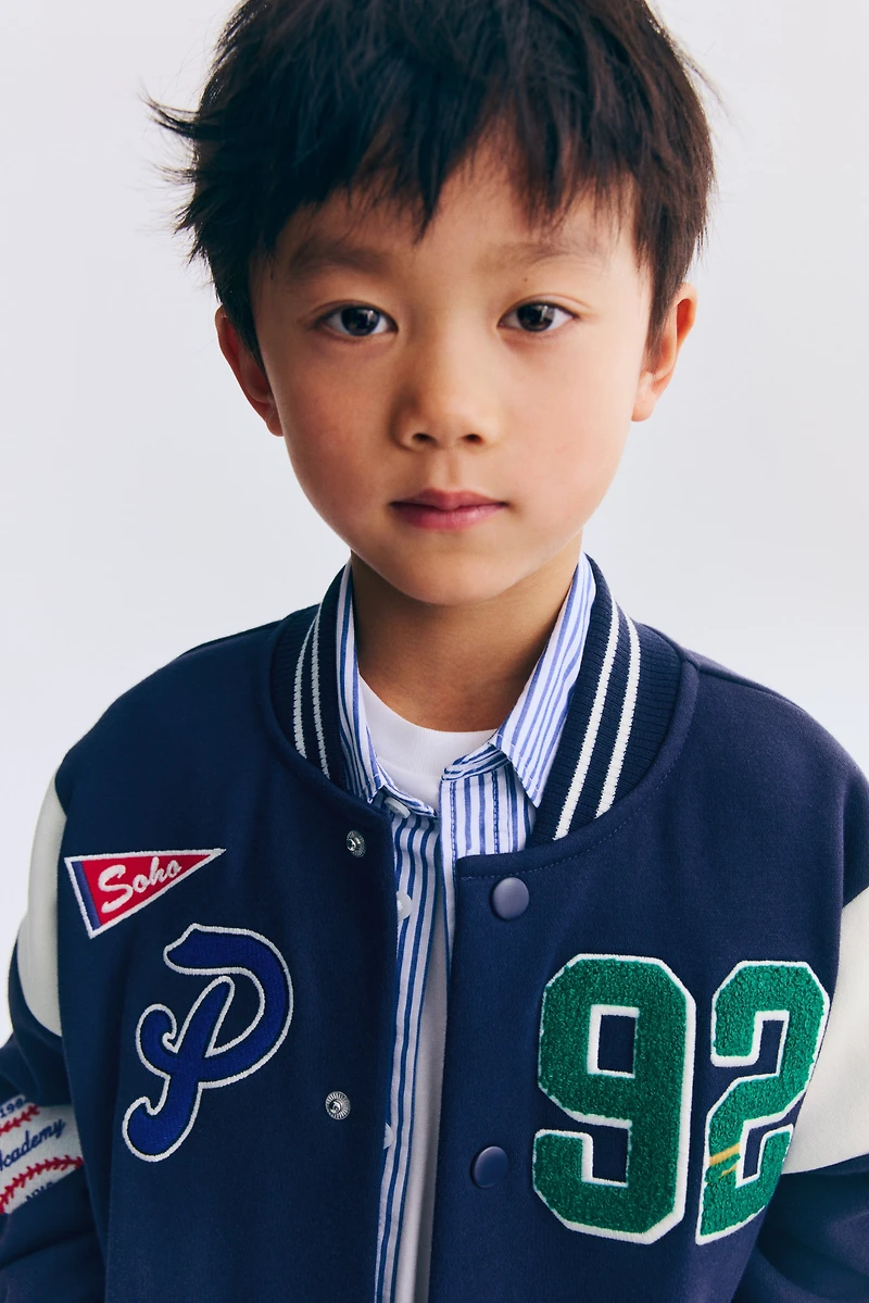 Motif-Detail Baseball Jacket