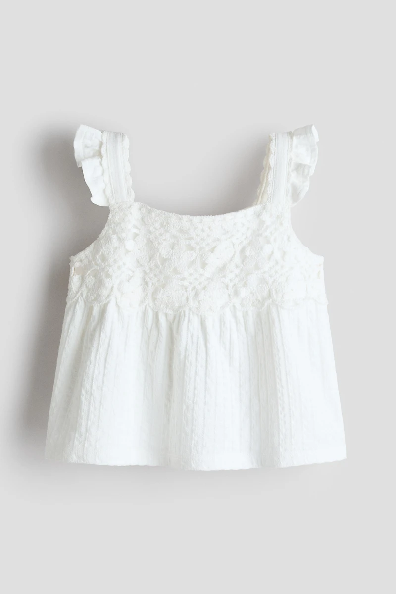 Ruffle-Trimmed Cotton Top