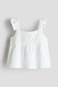 Ruffle-Trimmed Cotton Top
