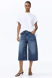 Wide-Leg Regular-Waist Culotte Jeans