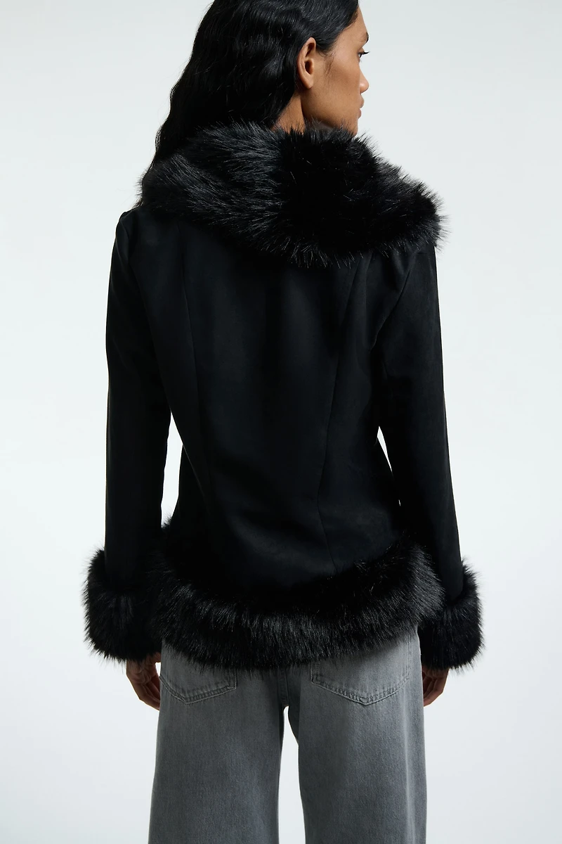 Fluffy-Trimmed Jacket