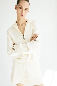 Fine-Knit Hooded Jacket