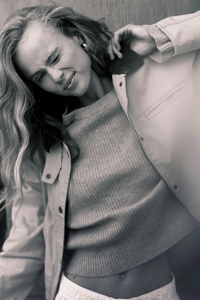 Veste en toile avec col velours côtelé