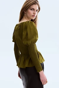 Smocked Viscose-Blend Blouse