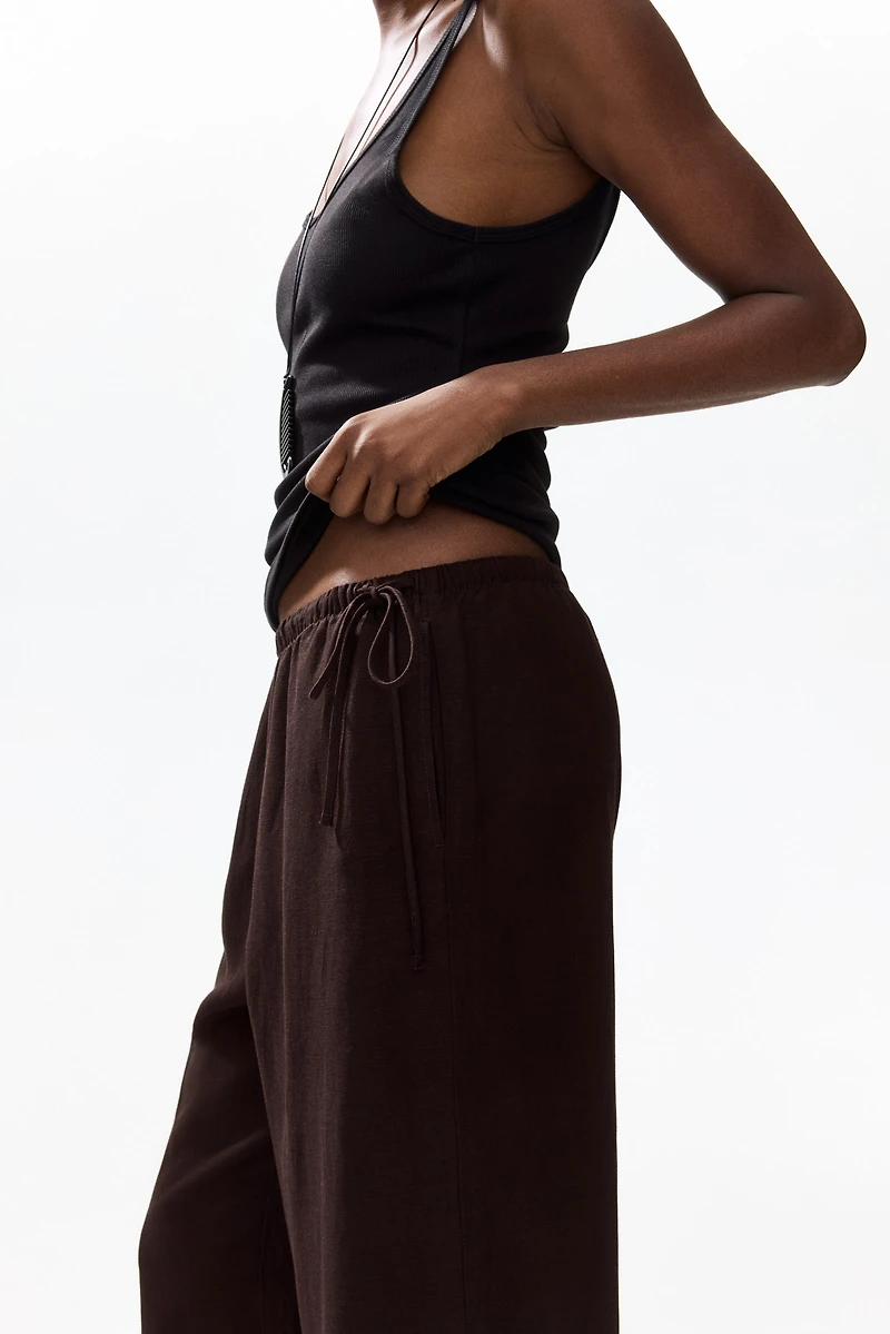 Linen-Blend Drawstring Pants
