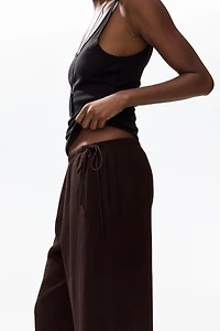 Linen-Blend Drawstring Pants