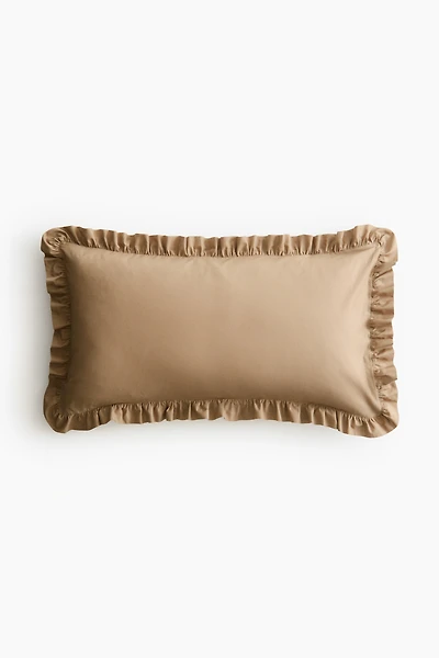 Ruffle-Trimmed Cotton Cushion Cover