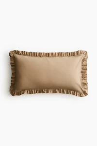 Ruffle-Trimmed Cotton Cushion Cover