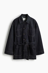 Veste en denim avec ceinture à nouer