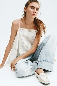 Strappy Top with Eyelet Embroidery