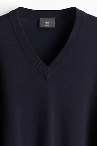 Slim Fit Fine-Knit V-Neck Sweater
