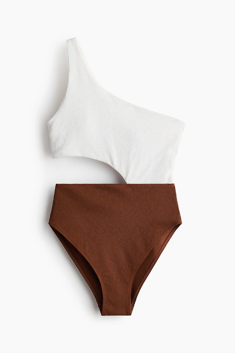 Costume de bain asymétrique coussiné échancré
