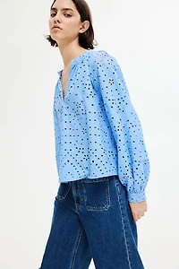 Blouse with Eyelet Embroidery