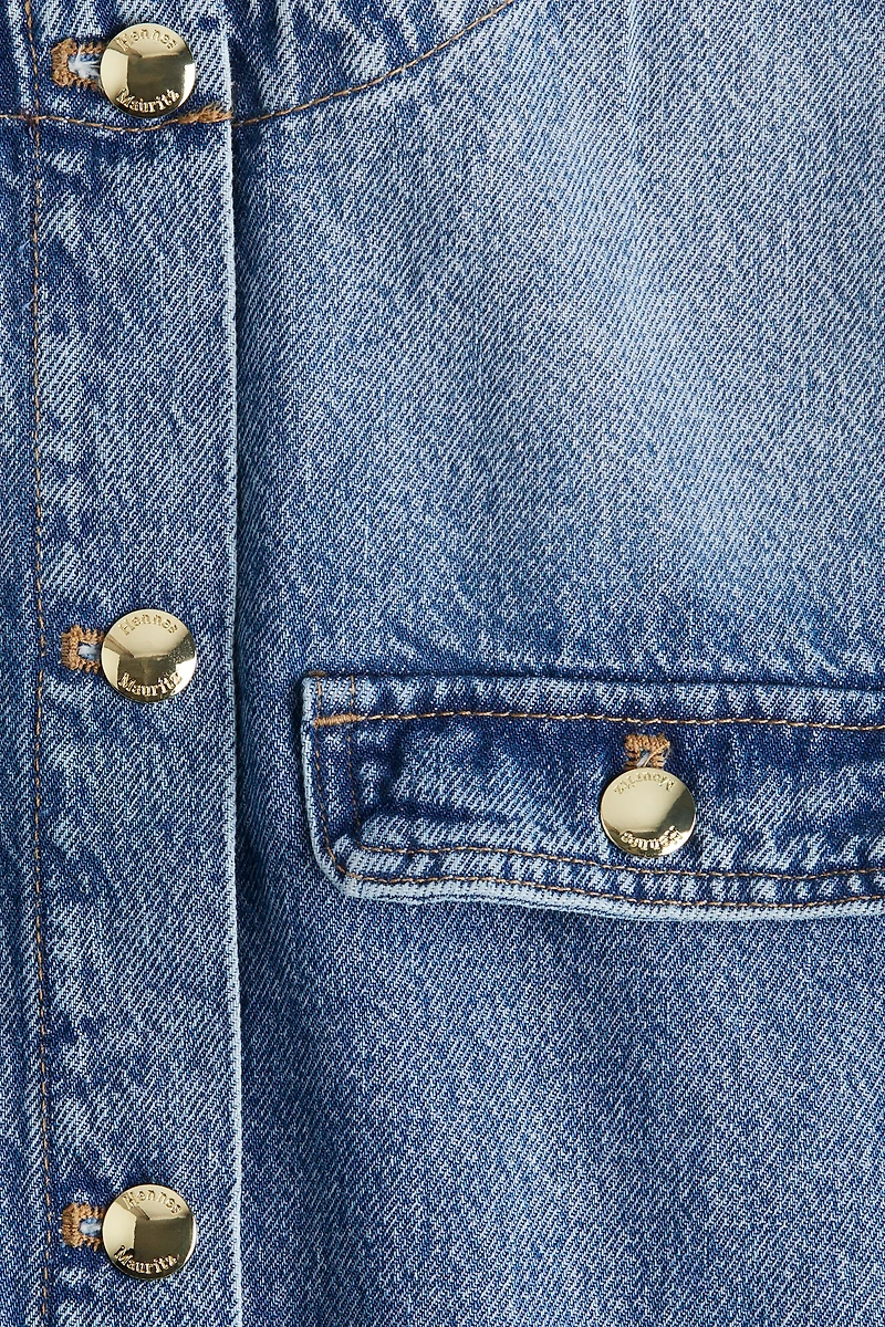 Veste sans col en denim