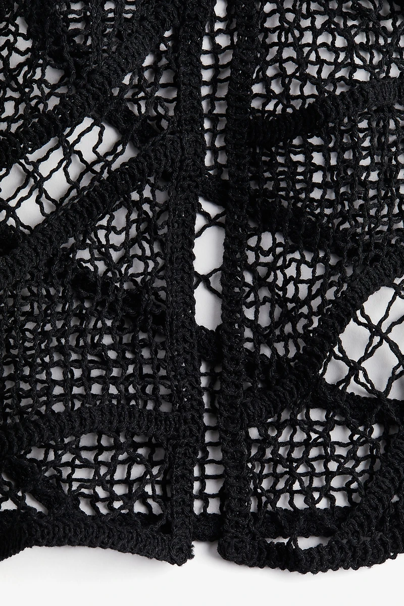 Tie-detail Crochet-look Dress
