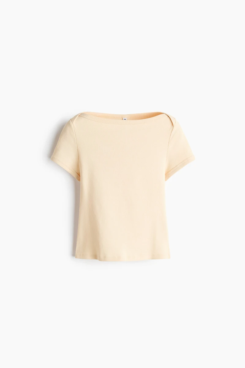 Ribbed Boat-Neck Top