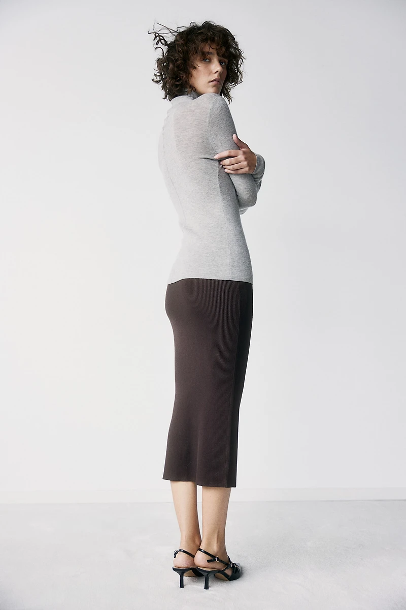 Rib-Knit Pencil Skirt