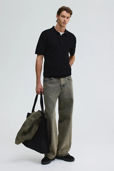 Slim-Fit Textured-Knit Polo Shirt