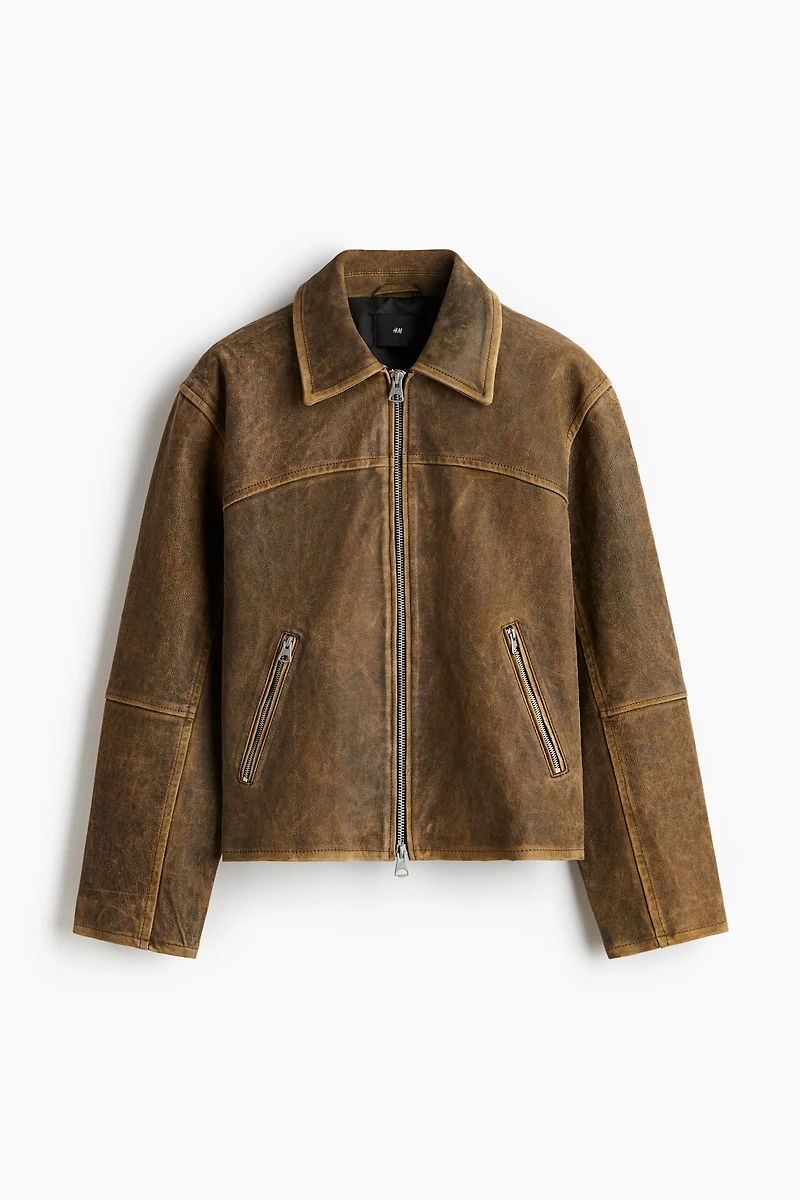 Veste en cuir de style motard