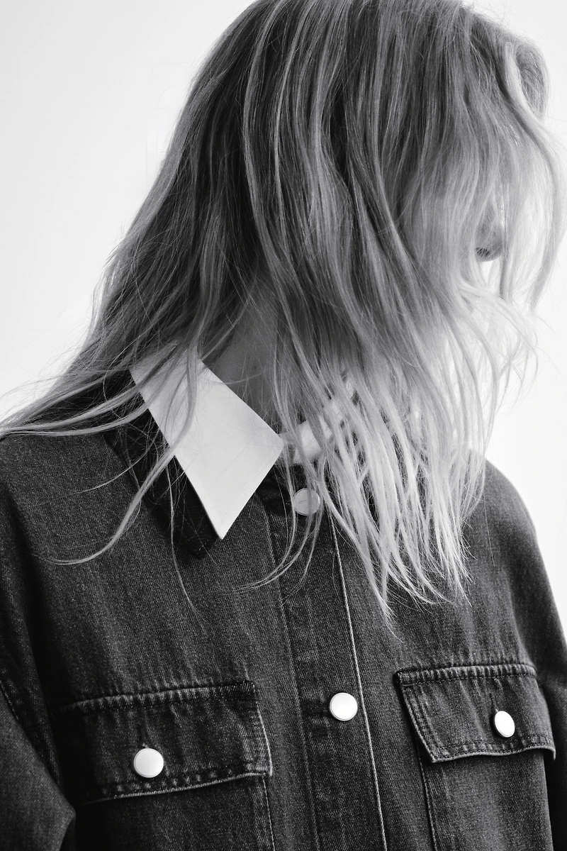 Denim Jacket with Corduroy Collar