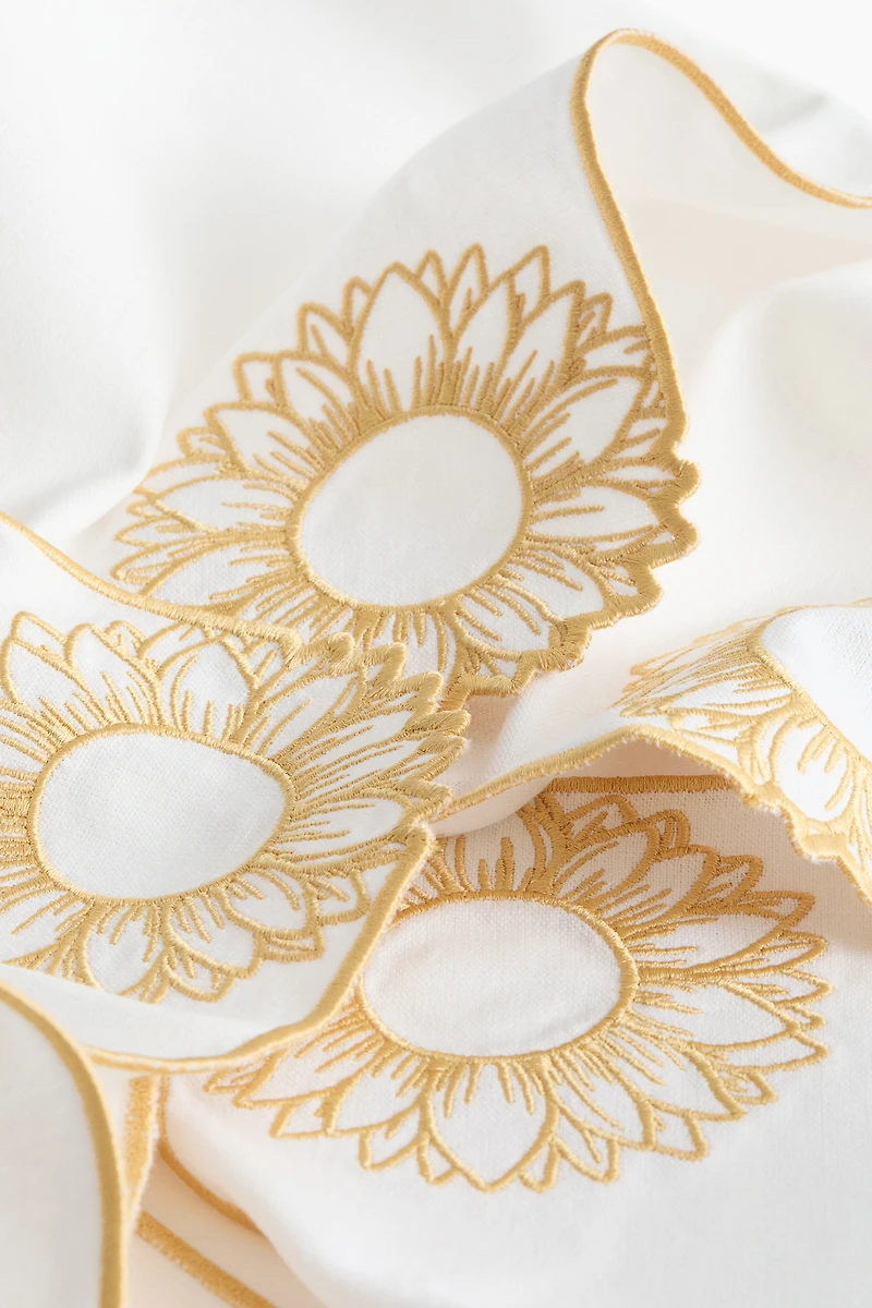4-Pack Embroidered-Detail Linen-blend Napkins