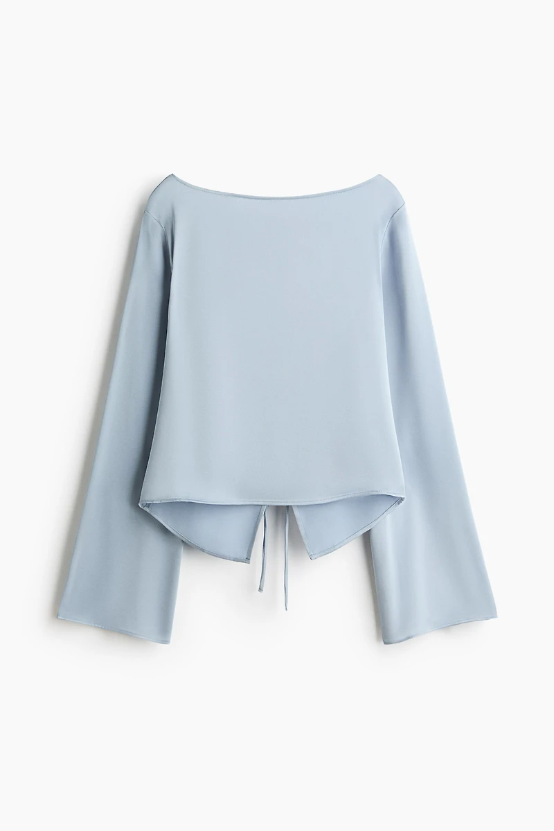 Tie-Back Boat-Neck Blouse