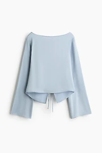 Tie-Back Boat-Neck Blouse